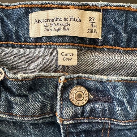 Abercrombie & Fitch 90s straight ultra high rise curve love denim jeans 27/4XS - Picture 5 of 6